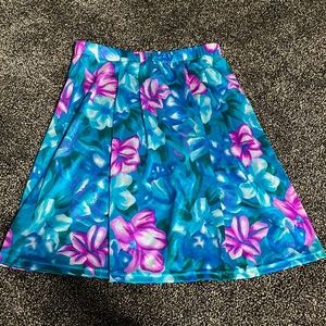 Vintage Catalina women’s medium/large blue purple floral nylon skirt 80s